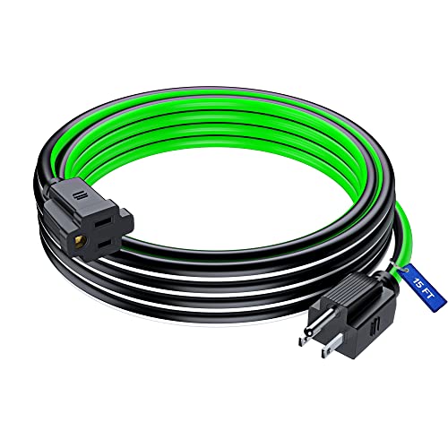 Maximm 15 Ft Black, White and Green Extension Cord, Heavy Duty 16 AWG, ETL Listed for Workshop & Outdoor Use - color: Black, White and Green, size: 15 Feet