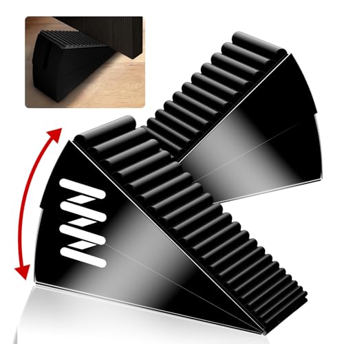 2 Pack Strongest Metal Heavy Duty Door Stop, Large Door Stoppers with Adjustable Spring, Tall Door Wedge up to 3 inch, Door Stoppers for Bottom of Door, Black Rubber Door Stops for Floor Wall - color: Black-two