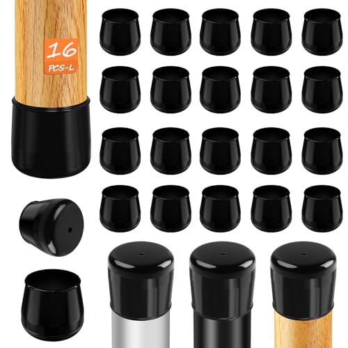 16pcs Chair Leg Protectors for Carpet, Round Chair Feet Glides Covers Caps Furniture Foot Sliders with Plastic Pads Damage-Free Move on Carpets (Fit:1-1/8"~1-7/16", Black) - color: Black-16pcs, size: Round L (1.10"-1.42")