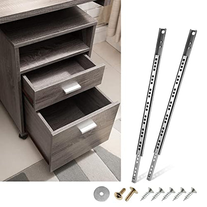 2pcs Ball Bearing Drawer Slides 12 Inch / 310mm, 2 Fold Metal Drawer Tracks, Two Way Slide Track Rail Glides with Mounting Screws - 0.67 Inch Wide - size: 12 Inch