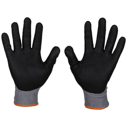 KLEIN TOOLS 60585 Work Gloves, Knit Dipped Cut Resistant ANSI A2 Nitrile Coated Gloves, HPPE Fabric, Touchscreen Capable, Large, 2-Pair - size: Large
