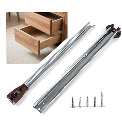 Drawer Slides Center Track for Kenlin Rite-Trak II Rails Kit, 16 Inch Drawer Metal Slides with Stop & Roller 1 Pack