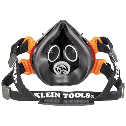Klein Tools 60552 Reusable P100 Half-Mask Respirator with Replaceable Filters for Dust, Metal Fumes, and Oil Mist, M/L