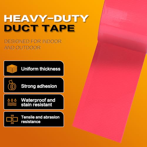 Pink Duct Tape Heavy Duty 2 Pack, 2 Inch x 20 Yards Waterproof Cloth Tape, Hand Tearable No Residue Multi-Purpose Strong Adhesive for Home Repair, DIY Crafts, Moving & Outdoor Projects - color: Pink