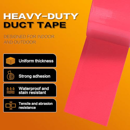 Pink Duct Tape Heavy Duty 2 Pack, 2 Inch x 20 Yards Waterproof Cloth Tape, Hand Tearable No Residue Multi-Purpose Strong Adhesive for Home Repair, DIY Crafts, Moving & Outdoor Projects - color: Pink