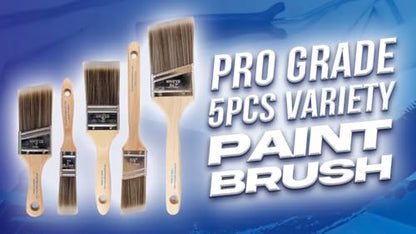 Pro Grade Paint Brushes, 5-Piece Paint Brush Set: Flat & Angle Brushes for Latex and Oil Paints, Stains, Interior & Exterior Home Improvement