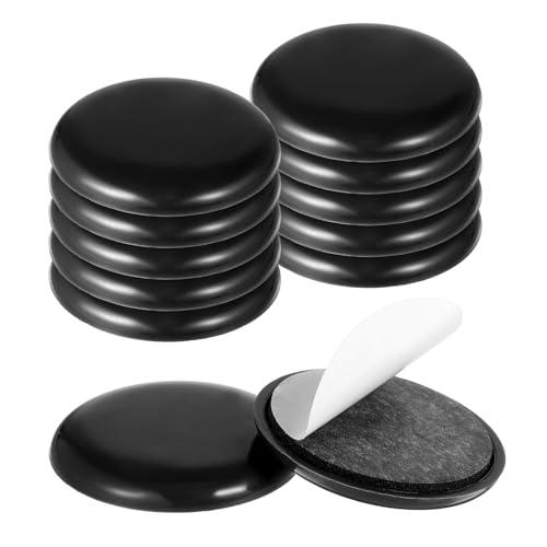 12Pcs Furniture Sliders for Carpeted Floors, 2-inch Stick Furniture Movers Self Adhesive Chair Gliders for Easy Moving on Carpet and Hardwood Floors(Black)