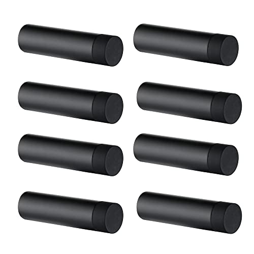 JQK Door Stopper, 2-7/8 Inch 304 Stainless Steel Sound Dampening Door Stop Bumper Wall Protetor 8 Pack, Matte Black, DSB2-PB-P8 - color: Black