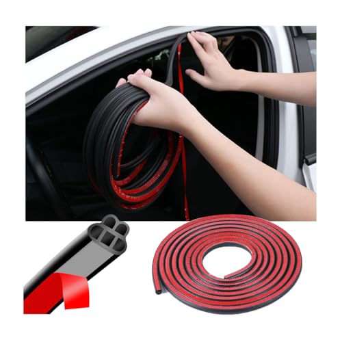 Mandark Car Door Seal Strip, Rubber Double Layer Vehicle Weather Stripping, 32.8ft 5 Hole Soundproof Self Adhesive Automotive Sealing Strip Accessories, Universal for SUV, Truck, RV (Black-1) - size: 5 Holes/32.8FT