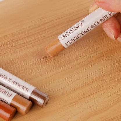 SEISSO Furniture Repair Crayon, 6 Pcs - Wood Filler Sticks, Scratch Repair Wax, Furniture Marking Repair - Scratch, Hole, Table, Wood Floor, Guitar, Covering, Instrument Fill Sticks -Red Cherry - color: Red Cherry 6pcs