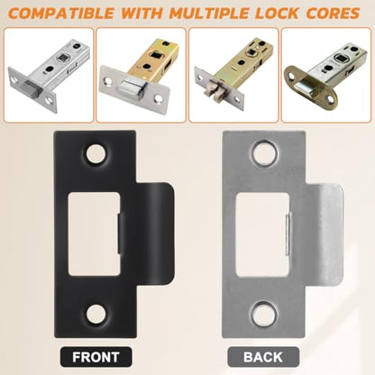 SEWACC 4pcs Door Lock Strike Plate Door Latch Restorer Universal Security Striker, 2.75 Inch Stainless Steel Security Reinforcement Plate Deadbolt Cover Repair Kits to Fix Latch Sticking