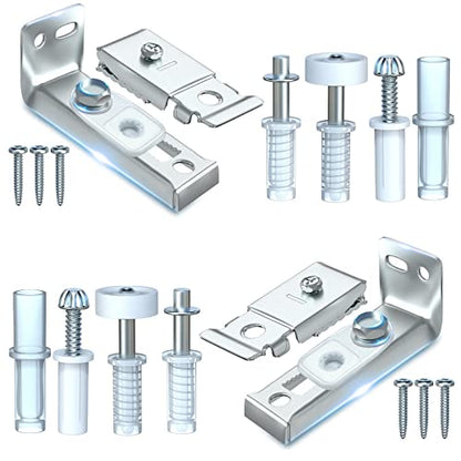 Bifold Door Hardware Repair Kit - 2 Pack Bi-fold Sliding Closet Doors Replacement Parts Include Top & Bottom Bracket, 3/8" Pivot, 7/8" Guides Wheel, for Folding Pocket Door Accordion - style: 2 Pack Sliver
