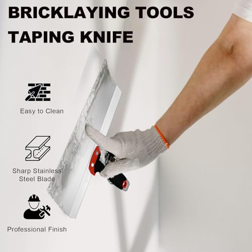 5 Pack Drywall Knife Set, Includes 8” & 12” Taping Knives, 4" & 6" Putty Knives and 3” Multifunctional Paint Scraper, Perfect Hand Tools for Drywall Joint Taping, Finishing and Patching - color: Black, 5pcs
