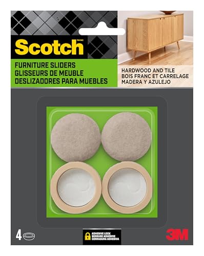 Scotch Felt Pad Cups, 6-Pack of 4 1-1/4 in. Chair Leg Floor Protector for Hardwood Floors and Tile