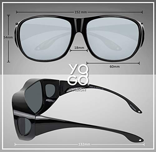 Fit Over Wrap Sunglasses Polarized Lens Wear Over Eyeglasses 100% UV Protection for Men and Women - color: 1 Pack: Black Frame and Grey Lens