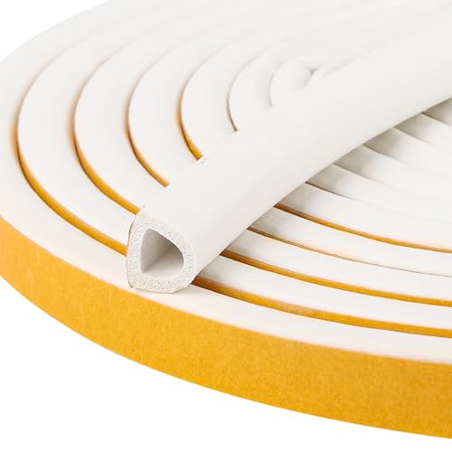 19.7Feet D-type Weather Stripping Door Seal, Self-Adhesive Seals for Door Window Gap, Soundproofing, Insulation Strip, Door Sealers for Door Frame (White), D14-12 - color: White