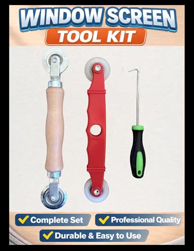 Screen Spline Roller Tool/Repair Kit, Wood Handle Roller, Combination Nylon Wheel Roller, and Spline Hook Removal Tool - Empire Window & Door Screens
