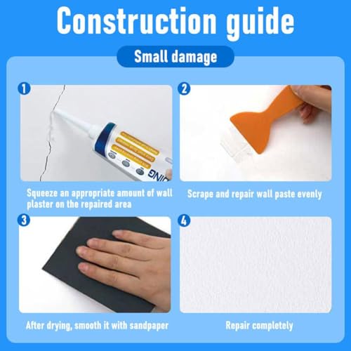 Wall Mending Agent Repair Kit with Scraper Nozzle Extender,2026 New Multi Functional WallPatching Paste Spackle,Efficient WallRepair Paste Filler for Holes & Cracks, Nail Holes, Dents & Small Damage - color: 130g
