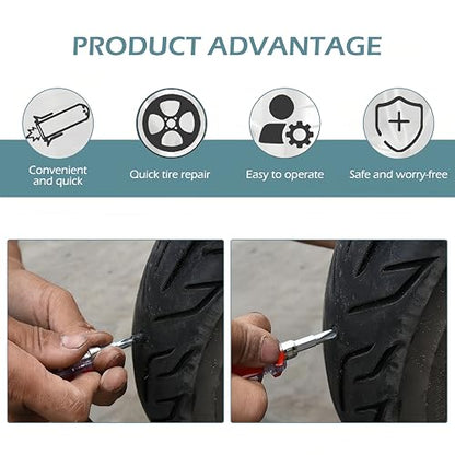 60 PCS Tire Repair Rubber Nail, Vacuum Tire Repair Kits Spiral Rubber Screws, Fast Self-Service Tool for Car, Truck, Motorcycle, Tractor Tire Puncture Repair (Black) - size: 60pcs