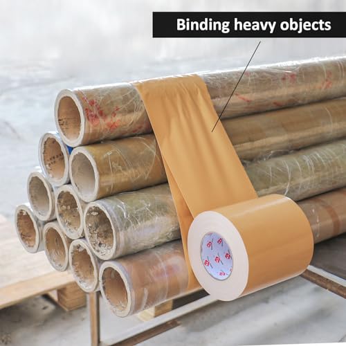 BOMEI PACK 6" Tan Beige Duct Tape 6 Inch,Heavy Duty Light Brown Wide Roll Tape,Strong Strength,Flexible,No Residue,Waterproof and Tear by Hand,Multi-Use Tan Duct Tape for Indoor & Outdoor Repairs - color: Tan