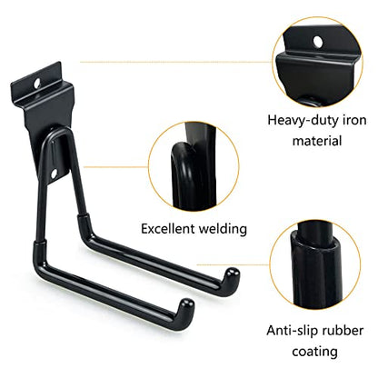 Slatwall Hooks, Slat Wall Accessories Multi Size Garage Hooks Storage Utility Hanging Hooks Wall Mount Tool Holder for Ladder Garden Tools (14 Pack, Black)