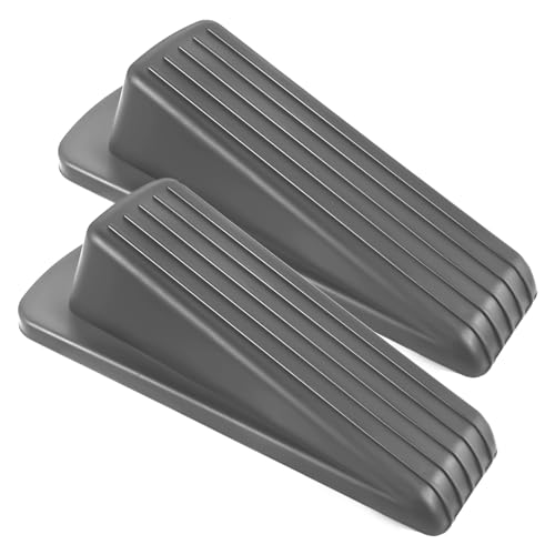 JZWBLILY Door Stoppers for Bottom of Door on Floor, Premium Rubber Door Stopper Wedge, Floor Sturdy Stackable Door Stops for Carpet Heavy Duty Door (Gray, 2 Pack) - color: Gray, size: 2 Pack