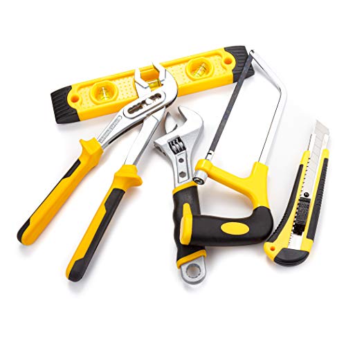 CARTMAN 218-Piece Tool Set General Household Hand Tool Kit with Plastic Toolbox Storage Case Yellow - style: 218 PC