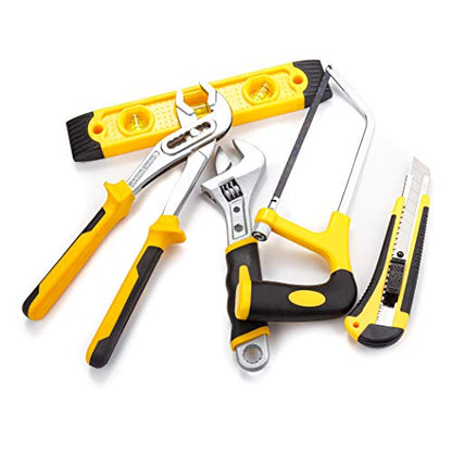 CARTMAN 218-Piece Tool Set General Household Hand Tool Kit with Plastic Toolbox Storage Case Yellow - style: 218 PC