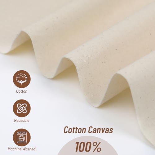 60”W 7oz Natural Canvas Fabric, Canvas Roll, 100% Cotton Painters Drop Cloth for Arts & Crafts, Backings Covers (2 Yards) - size: 2Y-7oz