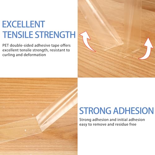 300LSE Double Sided Tape, 0.39in×45ft Clear Adhesive Mounting Tape Heavy Duty, Removable Picure Hanging Strips, Transparent Scrapbook Stickers, Thin Sticky Tape for Craft, Poster, LED Strips - size: 0.39in×45ft