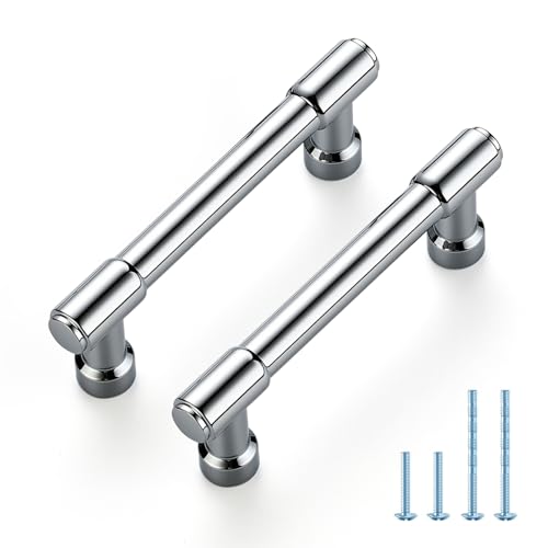 JOY DECOR 2 Pack 3 Inch Polished Chrome Cabinet Handles Modern Dresser Drawer Pulls Kitchen Cabinet Hardware for Cupboard Door Handles - color: Polished Chrome, size: 3 In Hole Center