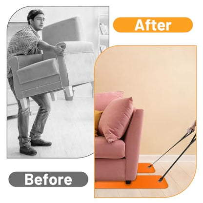 2Pcs Large Appliance Slider with Pull Strap,Pull Furniture Slides,Moving Furniture Gliders Heavy Duty Sliding Sheet for Moving Heavy Furniture,Cabinets,Safes on Carpet and Hardwood Floor (10''×36'') - size: 10''×36'' Orange