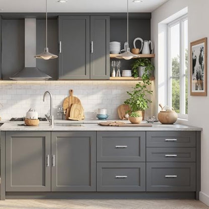 knobelite 5 Pack Hole Centers 3 inch Brushed Nickel Cabinet Pulls Stainless Steel Kitchen Cabinet Handles T Bar Hardware Pull Handle for Cabinets Dressers Closets - color: Brushed Nickel, size: Hole Centers: 3inch