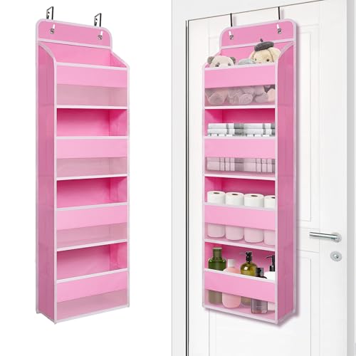 Giraffe Creation Over Door Organizer with 4 Large Capacity Pockets, Heavy Duty Hanging Organizer Storage for Closet Bathroom Nursery Bedroom Dorm, Toys Cosmetics Sundries and Baby Essentials, Pink - color: Original Pink