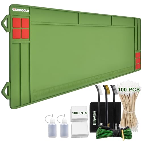 Gun Cleaning Mat Rifle Cleaning Mat Large, Magnetic Gun Maintenance Mat with Cleaning Supplies & Ruler, Universal Gun Cleaning Kit with Anti-Slip Rubber Cleaning Pad for All Guns - color: Green