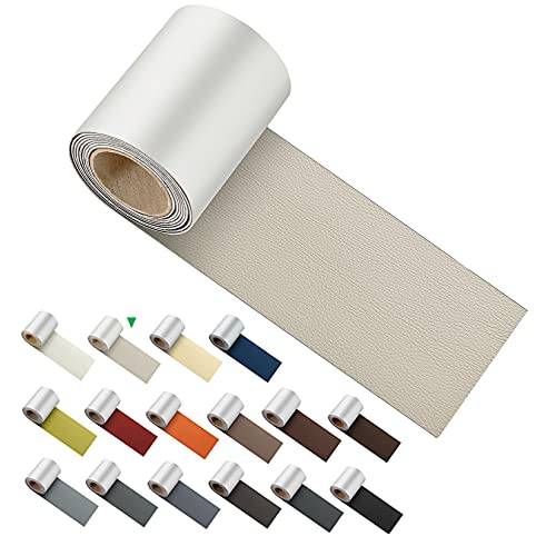 ILOFRI Self Adhesive Leather Repair Patch Tape 3x60 inch, Vinyl and Leather Repair Kit for Couches, Furniture, Car Seat, Boat Seat, Sofa, Vinyl Upholstery, Chair, Interior - Ivory - color: Ivory, size: 3x60 inch