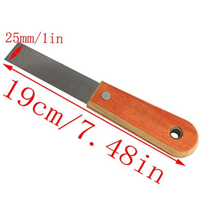 LQ Industrial Wall Scraper 2PCS 1Inch Cr-V Steel Stiff Putty Knives Putty Scrapers with Wooden Handle