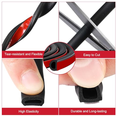 Pangda 25Ft D Shape Rubber Weather Stripping Foam Self-Adhesive EPDM Door Seal Strip for Noise Reduction Waterproof Dustproof for Cars Boats Truck RVs Windows Doors (3/8" W × 1/4" H) - size: 25ft L, style: 3/8" W × 1/4" H