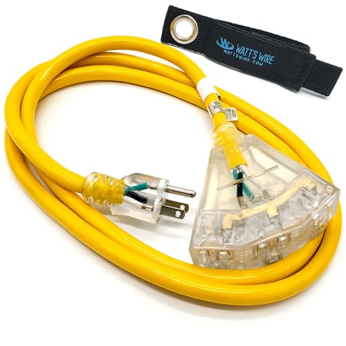 6 ft Short Outdoor Extension Cord Waterproof - 12 Gauge Heavy Duty Extension Cord Splitter Outdoor 6 ft - Lighted Outdoor Extension Cords with Multiple Outlets - Watts Wire - 6' Grounded - size: 6 Ft