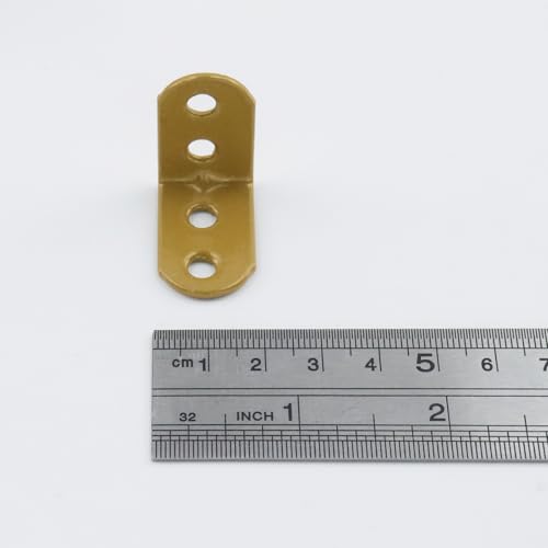 Wealrit 20 PCS L Shape Bracket Corner Braces Gold Right Angle Brackets, Wood Furniture Fastener with Screws for Cabinet Chair Drawer Length- 1.1" - size: 1.1"