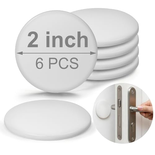 White Door Stoppers for Wall, 2" Self-Adhesive Door Knob Wall Protectors, 6 Pack Door Handle Stoppers, Door Bumpers to Prevent Scratches on Walls & Doors - color: White 2"
