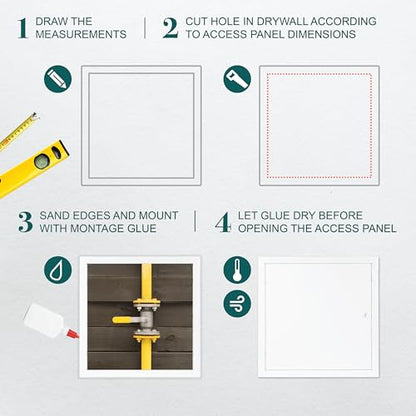 16" x 16" White Metal Access Door. Plumbing, Electricity, Heating, Alarm Wall Service Shaft Panel for Drywall - size: 16" x 16"
