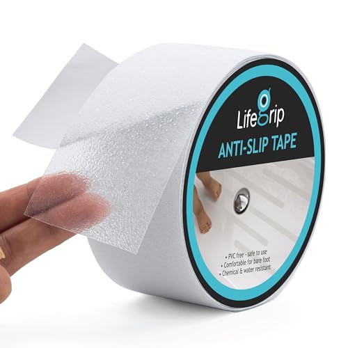 LifeGrip Anti Slip Transparent Anti Slip Tape, 2 inch by 38 feet, Non-Slip Traction Grip Tape to Tubs, Boats, Stairs, Clear, Soft, Comfortable for Bare feet (2" X 38') - color: Clear, size: 2" X 38'