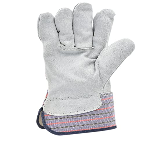G & F PRODUCTS Cowhide Leather Work Gloves with Suede Finish Palm rubberized safety cuff,(Pack of 60) - size: Large (Pack of 60), style: Safety Cuff Regular Grade