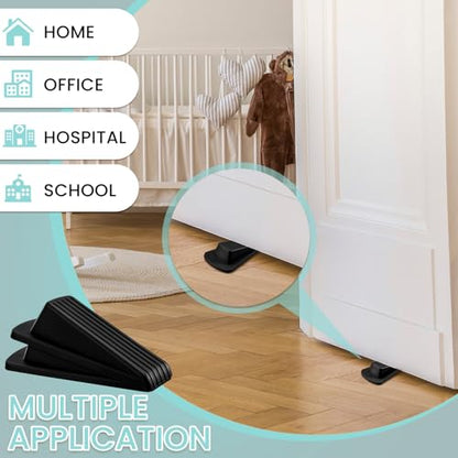 Frienda 60 Pcs Door Stoppers Bulk Rubber Stop Height up to 1.2 Inches Wedge Stopper for Heavy Duty Door Bottom Carpet Tile Concrete Wooden Floor (Black)