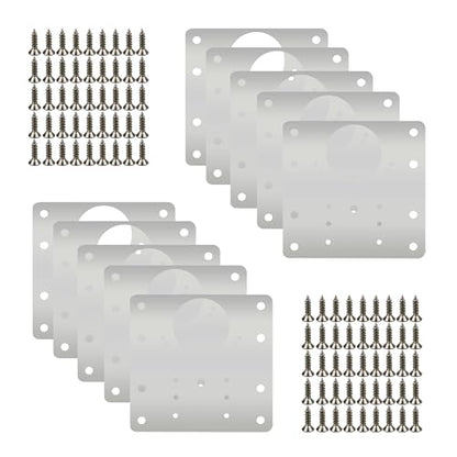 10 Pcs Cabinet Hinge Repair Plate for Shelves Cabinets Wood and Furniture,8 Hole Model Stainless Steel Cabinet Repair Board with Screws