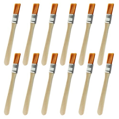 12 Pcs Soft Bristle Paint Brush, 5 Inch Wood Handle Trim Painting Tool Small Paint Brushes, Edge Painting Tool for Walls/Touch Up/Cabinets/Fences（White） - color: White