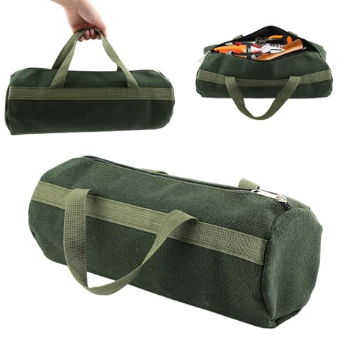 Tool Bag, Portable Multi-Purpose Canvas Tools Organizer, Heavy Duty Storage Handbag Tote Bag with Sturdy Bottom, Wide Mouth Tool Bags for Electricians, Carpenter(COLOR:Round, 45 x 20cm) - color: Round, 45 x 20cm