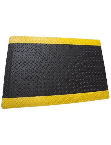 20Mm Anti-Static Conductive Rubber Anti-Fatigue Mat - Thick Standing Pad for Garage Warehouse Workbench-Yellow+black-23.6x47.2in - color: Yellow+black