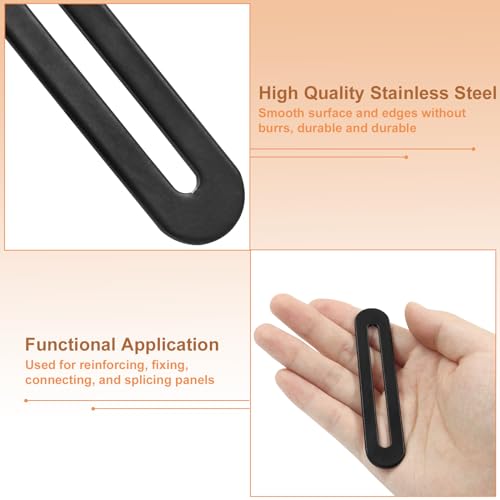 BokWin 12 Pcs Adjustable Flat Plate with Slot 3.54 Inch Straight Repair Flat Mending Plate Fixing Bracket Connector for Wood Furniture Holder(Black) - size: 90mm